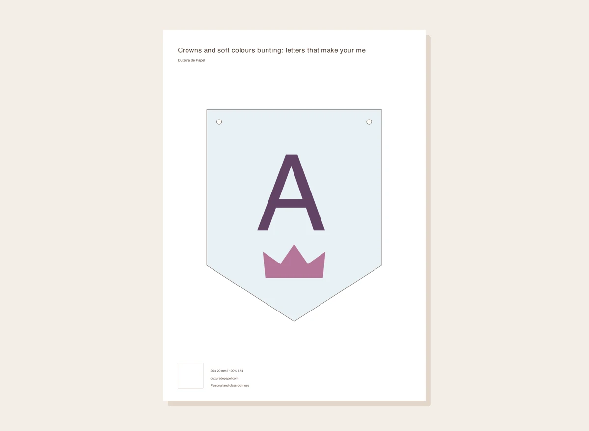 Crowns and soft colours bunting: letters that make your message