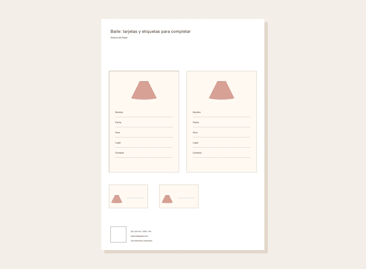 Baile: tarjetas y etiquetas para completar