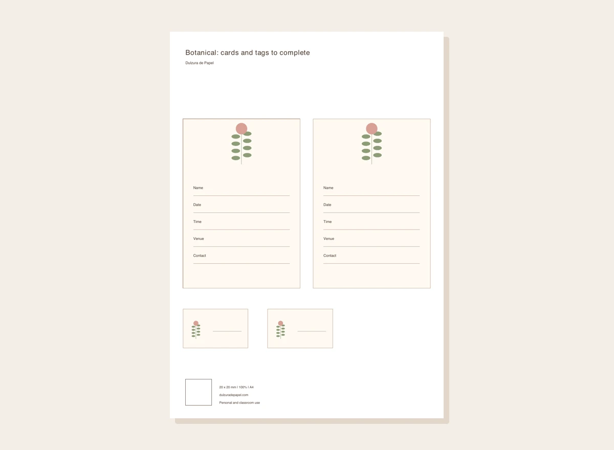 Botanical: cards and tags to complete
