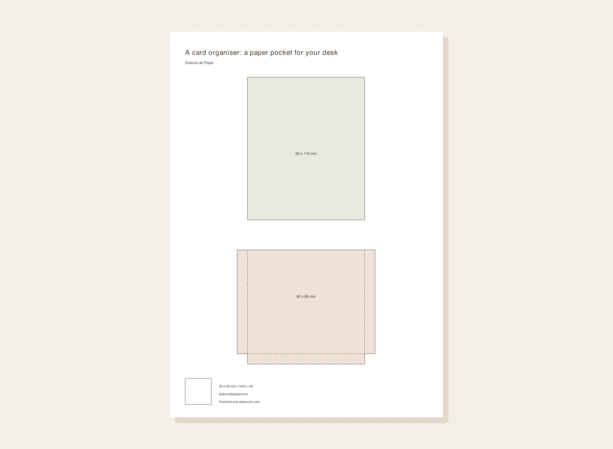 A card organiser: a paper pocket for your desk