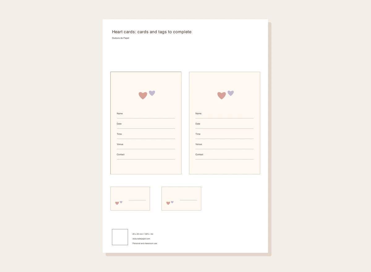 Heart cards: cards and tags to complete